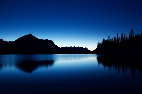 Midnight blue hour silhouettes mountains kananaskis